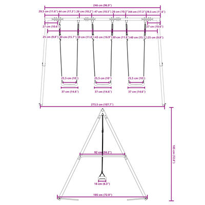 vidaXL Conjunto de baloiço para exterior com 3 baloiços