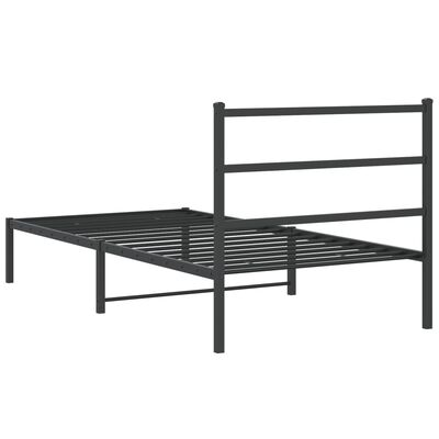 vidaXL Estrutura de cama com cabeceira 100x190 cm metal preto