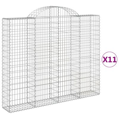 vidaXL Cestos gabião arqueados 11pcs 200x30x160/180 ferro galvanizado