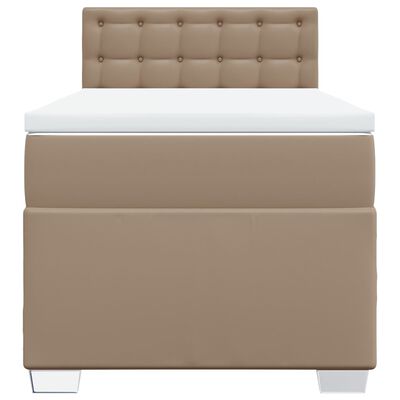 vidaXL Cama com molas/colchão 100x200 cm couro artificial cappuccino