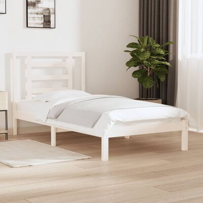 vidaXL Estrutura de cama solteiro 90x190 cm pinho maciço branco