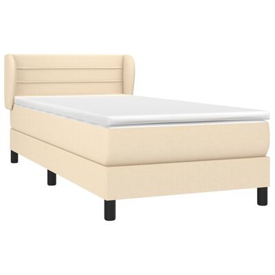 vidaXL Cama com molas/colchão 90x200 cm tecido cor crème