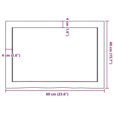 vidaXL Bancada p/ WC 60x40x(2-4)cm madeira tratada maciça castanho