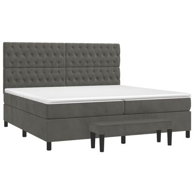 vidaXL Cama com molas/colchão 200x200 cm veludo cinzento-escuro