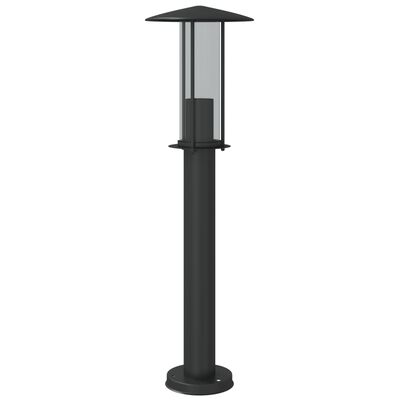 vidaXL Candeeiro de chão para exterior 60 cm aço inoxidável preto