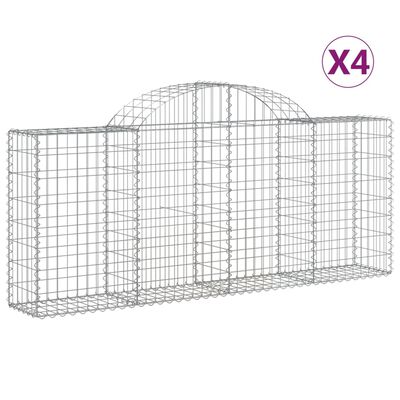 vidaXL Cestos gabião arqueados 4 pcs 200x30x80/100cm ferro galvanizado