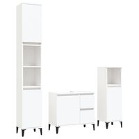 vidaXL 3 pcs conjunto móveis casa de banho madeira processada branco