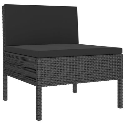 vidaXL 12 pcs conjunto lounge de jardim c/ almofadões vime PE preto