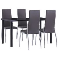 vidaXL 5 pcs conjunto de jantar couro artificial cinzento