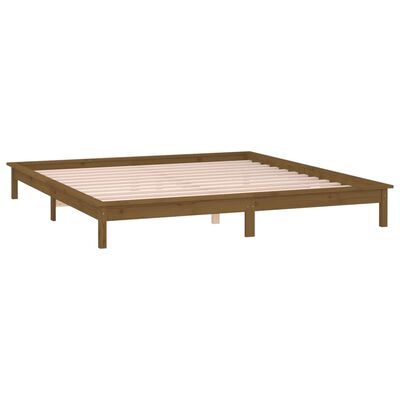 vidaXL Estrutura de cama c/ LEDs 200x200cm madeira maciça castanho mel