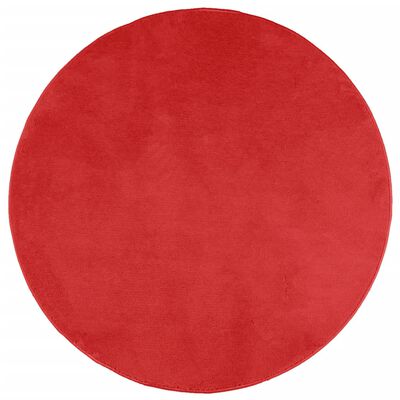 vidaXL Tapete de pelo curto OVIEDO Ø 200 cm vermelho