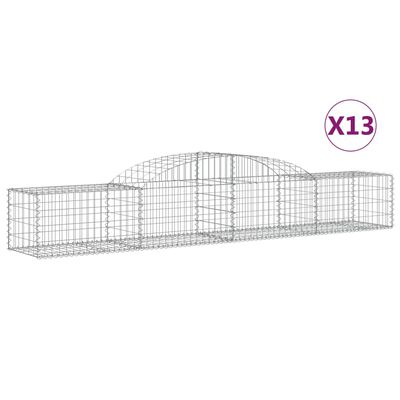 vidaXL Cestos gabião arqueados 13pcs 300x50x40/60 cm ferro galvanizado