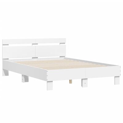 vidaXL Estrutura cama c/ cabeceira 135x190 cm derivados madeira branco