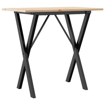 vidaXL Mesa de jantar estrutura em X 80x50x75 cm pinho e ferro fundido