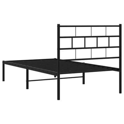 vidaXL Estrutura de cama com cabeceira 90x200 cm metal preto