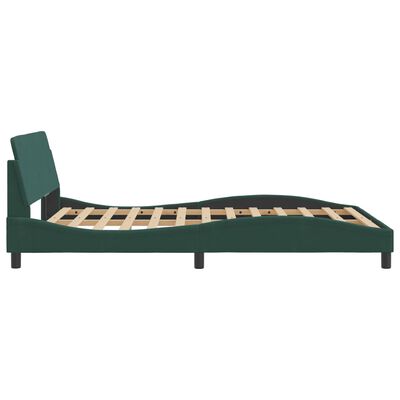 vidaXL Estrutura de cama c/ cabeceira 140x200 cm veludo verde-escuro