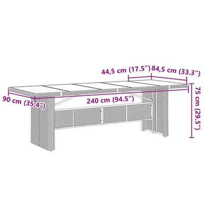 vidaXL 7 pcs conjunto de jantar p/ jardim c/ almofadões vime PE preto