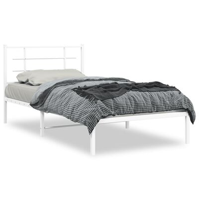 vidaXL Estrutura de cama com cabeceira 100x200 cm metal branco