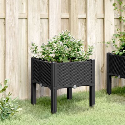 vidaXL Vaso/floreira de jardim c/ pernas 40x40x42 cm PP preto