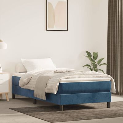 vidaXL Estrutura de cama 100x200 cm veludo azul-escuro