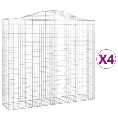 vidaXL Cestos gabião arqueados 4pcs 200x50x180/200cm ferro galvanizado