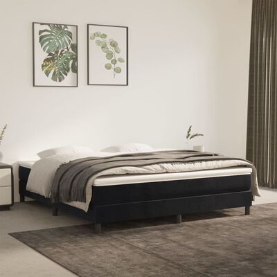 vidaXL Cama com molas/colchão 160x200 cm veludo preto