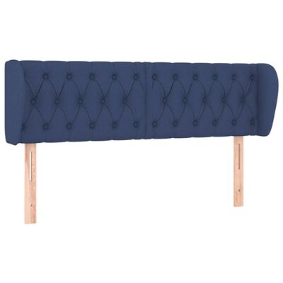 vidaXL Cabeceira de cama c/ abas tecido 147x23x78/88 cm azul