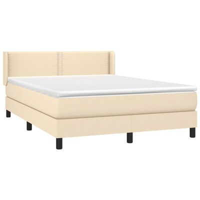 vidaXL Cama com molas/colchão 140x200 cm tecido cor creme