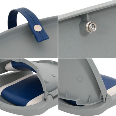 vidaXL 4 pcs conj. assento de barco dobrável com almofada azul/branco