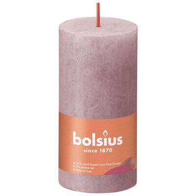 Bolsius Velas rústicas cilíndricas Shine 8 pcs 100x50 mm rosa cinza