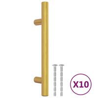 vidaXL Puxadores para móveis 10 pcs 96 mm aço inoxidável dourado