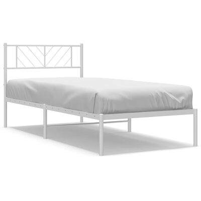 vidaXL Estrutura de cama em metal com cabeceira 107x203 cm branco