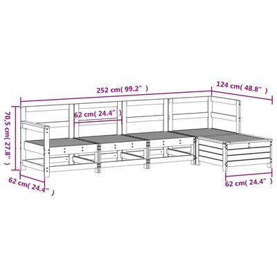 vidaXL 5 pcs conjunto de sofás para jardim madeira de pinho impregnada