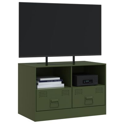 vidaXL Móvel de TV 67x39x44 aço verde azeitona