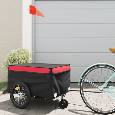 vidaXL Reboque para bicicleta 45 kg ferro preto e vermelho