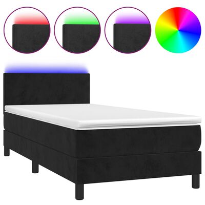 vidaXL Cama box spring c/ colchão/LED 80x200 cm veludo preto