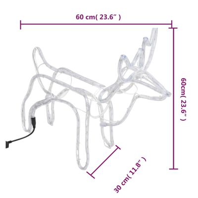vidaXL Figuras de rena de Natal 2 pcs 60x30x60 cm branco frio