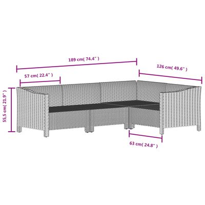 vidaXL 7 pcs conjunto lounge de jardim c/ almofadões vime PE cinzento