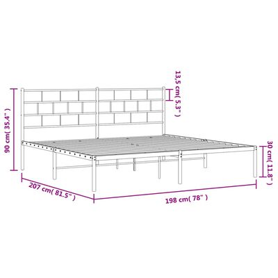 vidaXL Estrutura de cama com cabeceira 193x203 cm metal branco