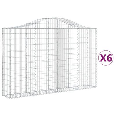 vidaXL Cestos gabião arqueados 6pcs 200x30x120/140cm ferro galvanizado