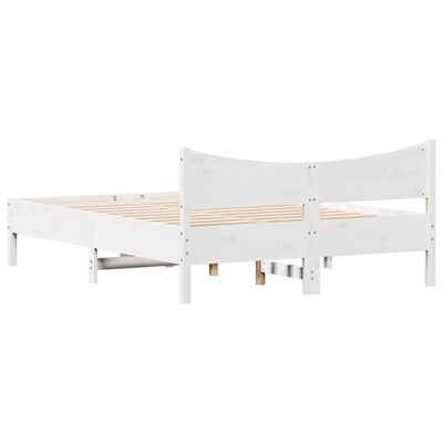 vidaXL Cama sem colchão 135x190 cm madeira de pinho maciça branco