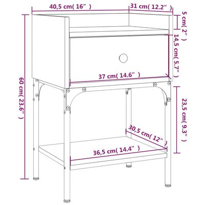 vidaXL Mesas cabeceira 2pcs 40,5x31x60 deriv. madeira carvalho fumado