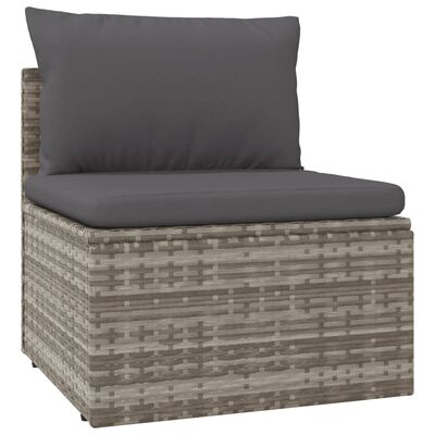 vidaXL 9 pcs conjunto lounge de jardim c/ almofadões vime PE cinzento