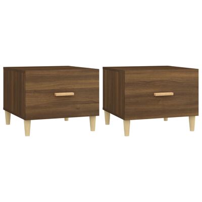 vidaXL Mesa centro 2 pcs 50x50x40 cm madeira proc. carvalho castanho