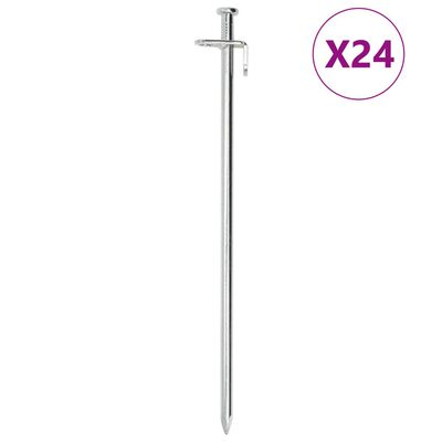 vidaXL Estacas para tenda 24 pcs 30 cm 8 mm aço galvanizado