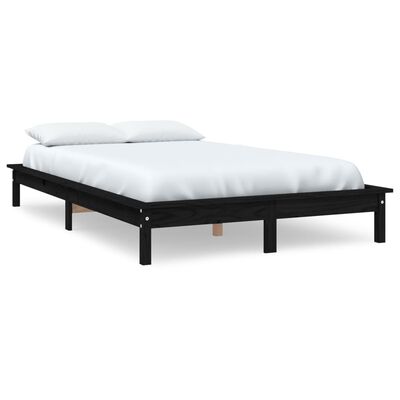 vidaXL Estrutura de cama 160x200 cm pinho maciço preto