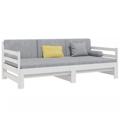 vidaXL Estrutura sofá-cama de puxar 2x(90x190) cm pinho maciço branco