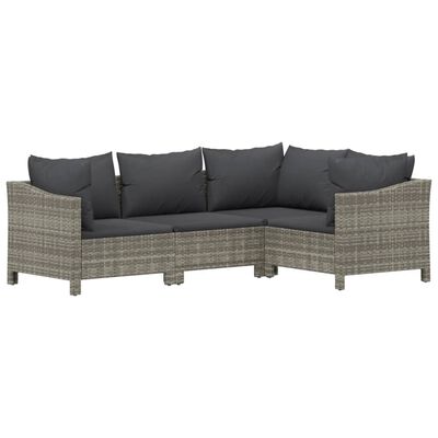 vidaXL 6 pcs conjunto lounge de jardim c/ almofadões vime PE cinzento