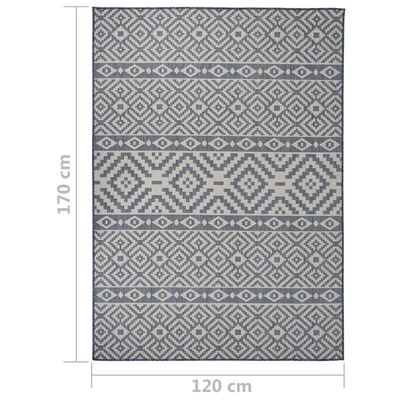 vidaXL Tapete de tecido plano para exterior 120x170 cm riscas azuis