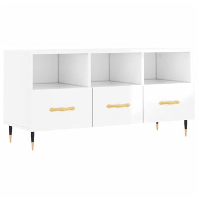 vidaXL Móvel para TV 102x36x50 cm derivados madeira branco brilhante